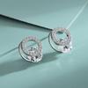 Diamond Zirconia Simple S925 Sterling Silver Earrings Ladies Popular Accessories Circle Personalized Silver Earrings Jewelry