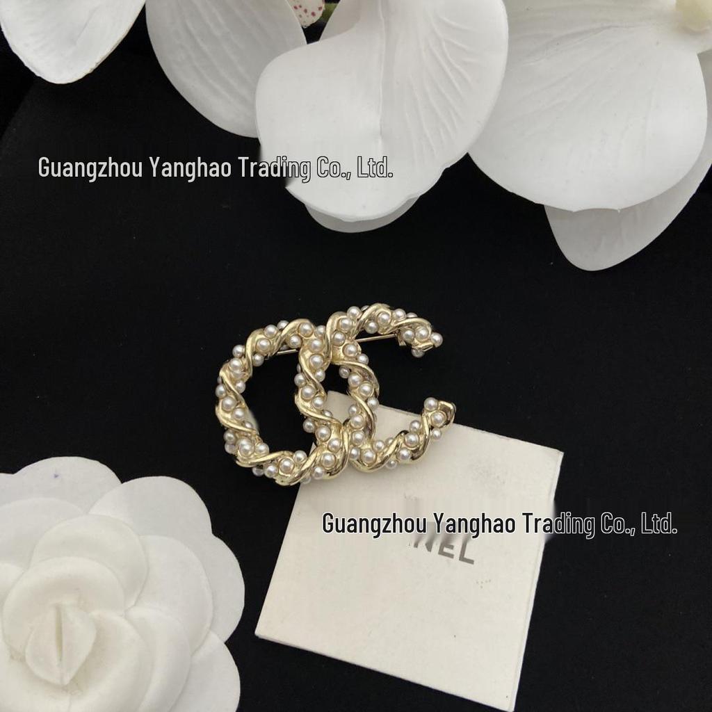 Seiko Coco Style Высококачественная двойная C жемчужная брошь Вязаный женский модный значок