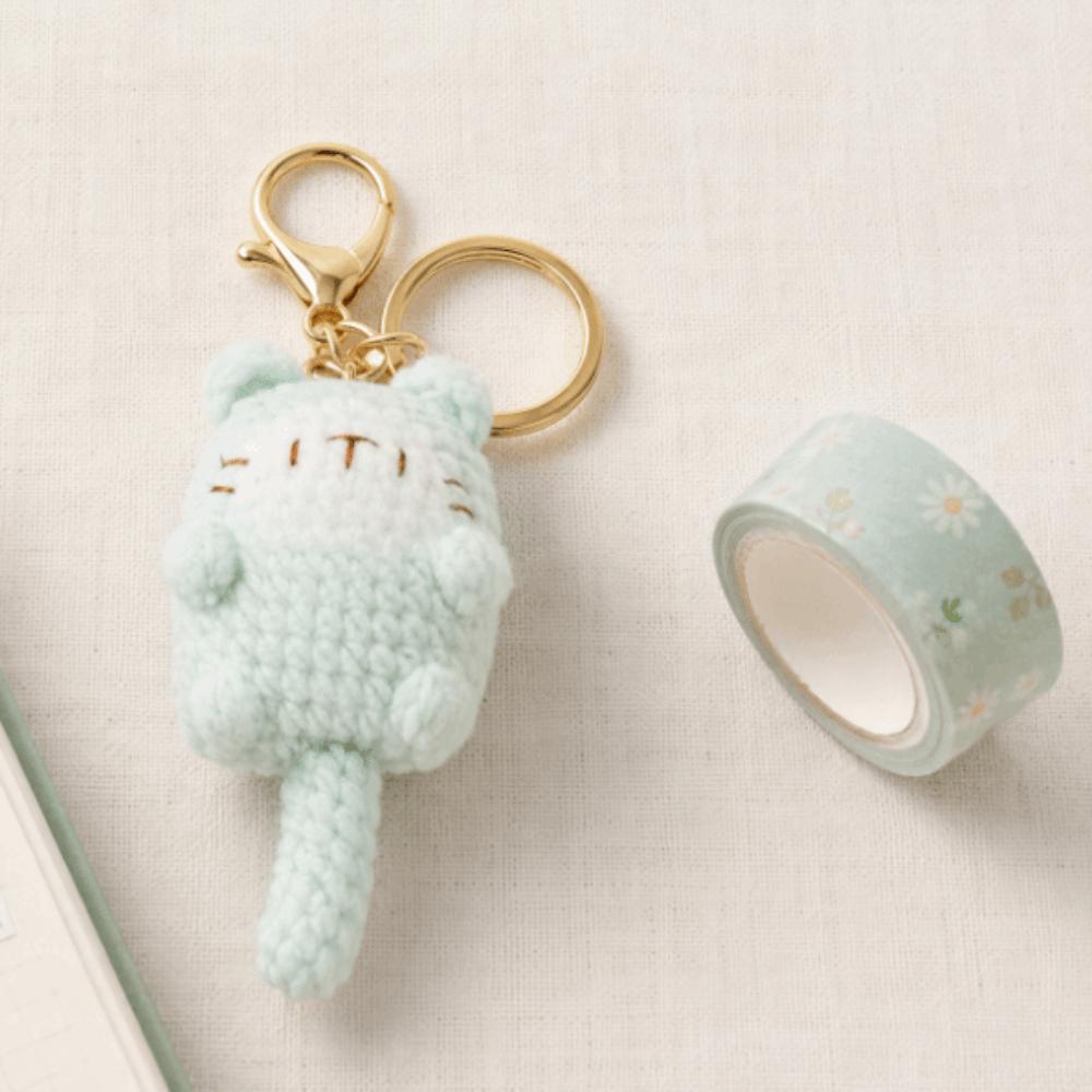 Hand-woven Cute Cat Kitten Keyring Decoration Cute Animal Pendant Cat Doll Keychain Bag Hanging