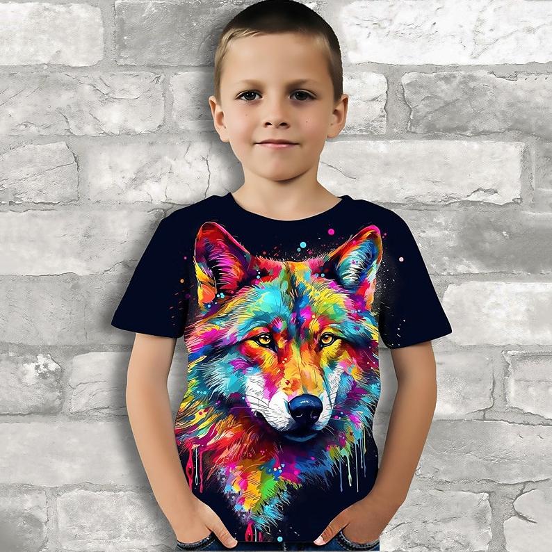 Летняя забавная детская футболка с короткими рукавами, повседневные детские футболки с 3D принтом животных, одежда, футболка для мальчиков и девочек