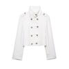 2026 Womens Streetwear Gold Button Double Breasted Short Coat XS S M L