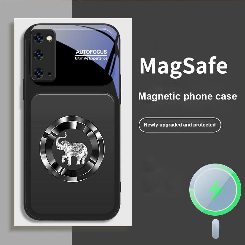 Элегантный розовый слон Для Magsafe Samsung S25 S25 Edge S25Ultra S8 9 10 20 S21 Pro 22 Plus S23 FE S24 Ultra Стеклянный чехол для телефона