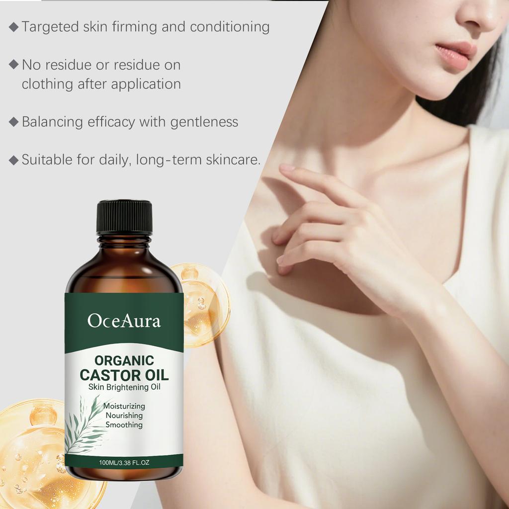 OCEAURA Skin Brightening Oil Plant-Based Castor Extract Moisturizing Smooth Skin Full Body Care Oil 100ml