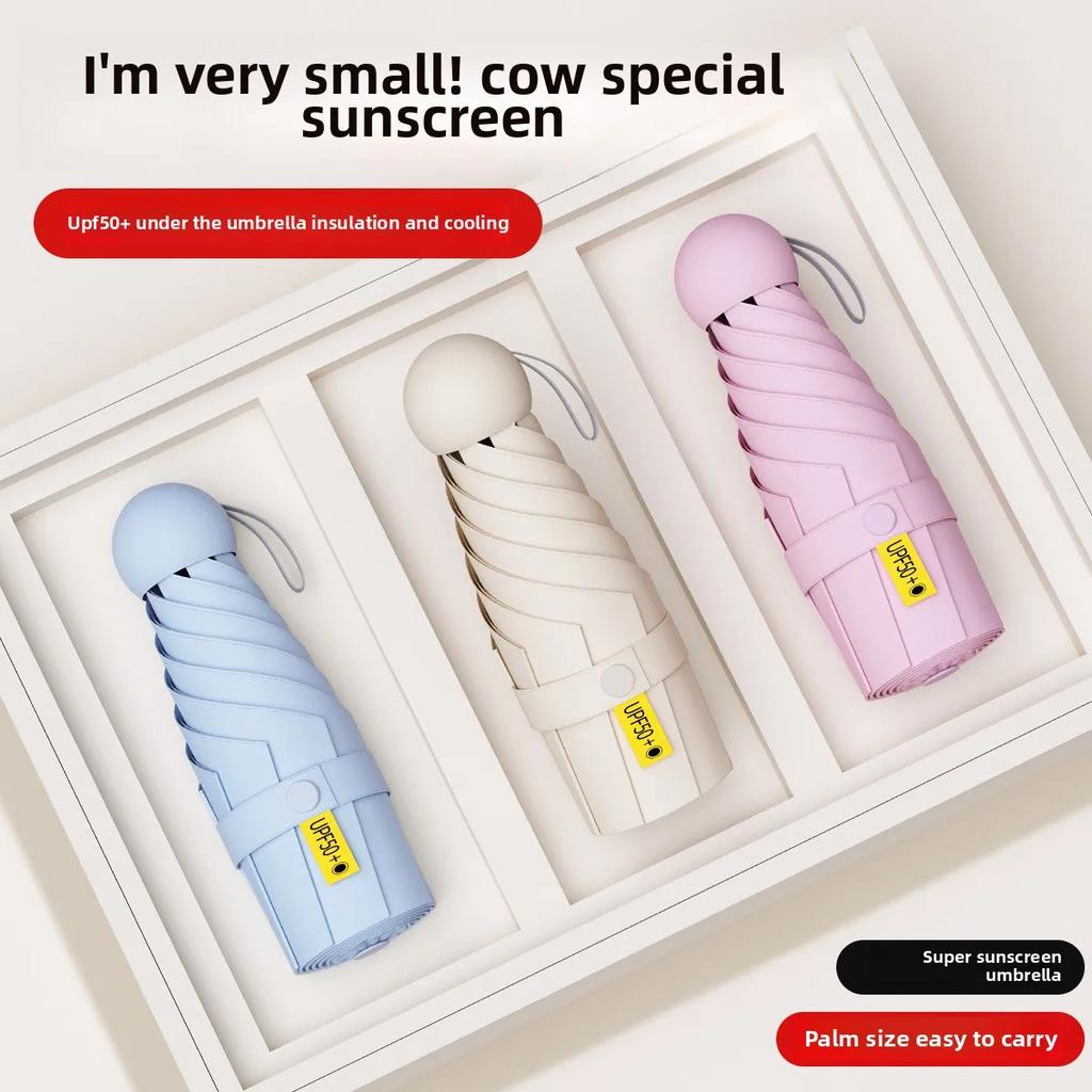 Women's UV-Resistant Dual-Use Capsule Umbrella Five-Fold Compact Design for Fashion And Sun Protection