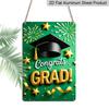 2D Flat 1pc "Congrats GRAD!" Aluminium Metal Wall Decor Sign - 8"x12" Green & Gold Graduation Decor, Grad Cap & Fireworks Wall Art, Perfect for