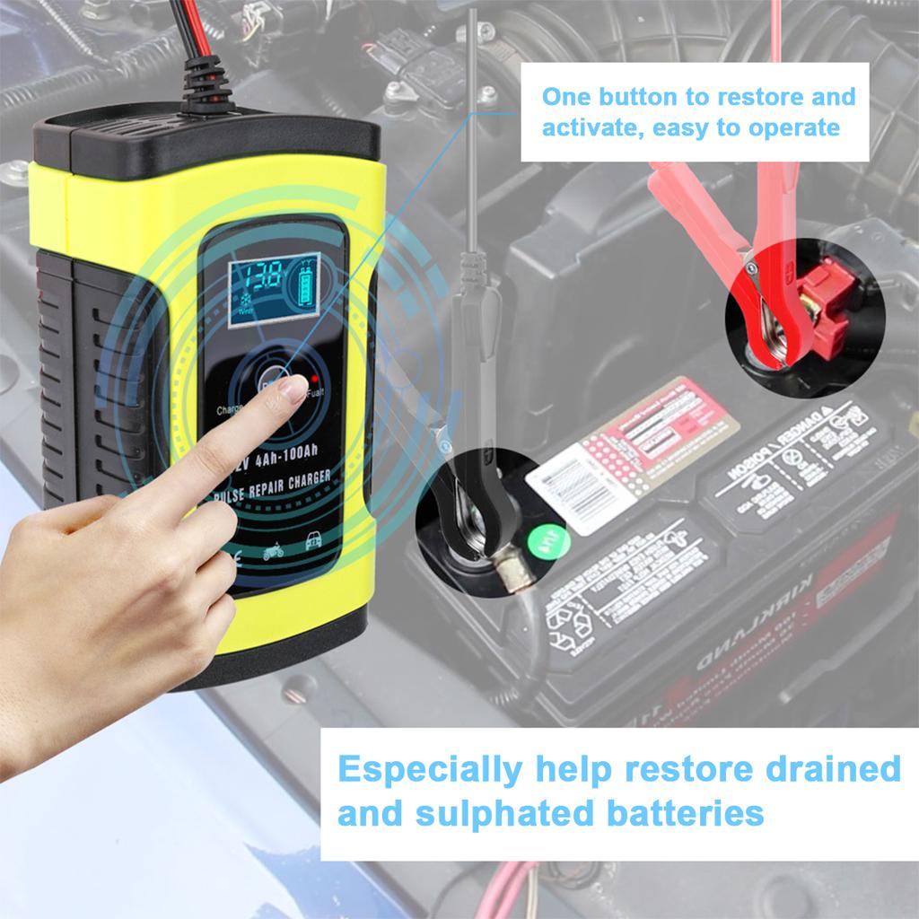 12V 5A Импульсное зарядное устройство для ремонта аккумулятора для автомобиля и мотоцикла AGM GEL WET свинцово-кислотный