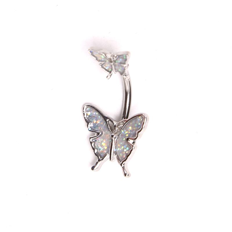1Pcs 316L Surgical Steel Navel Belly Button Rings Butterfly Barbell Navel Ring