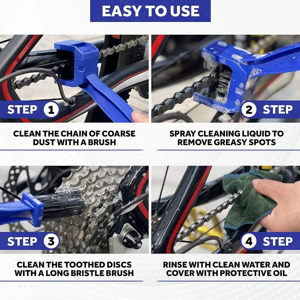 Bike Chain Cleaner Bicycle Motorcycle Chain Cleaning Brush Dual Heads Cycling Cleaning Kit Chain Cleaner Scrubber Tool Kit