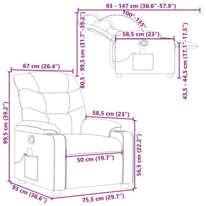 VidaXL Reclining Massage Armchair, Chair with Footrest, Seat with Backrest and Armrests Living Room, Modern, 374140