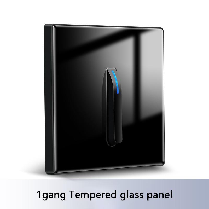 Wall Light Switch Panel Tempered Glass International Switch Self-reset 1/2/3/4 Gang 1/2 Way LED Indicator Piano Key Wall Panel