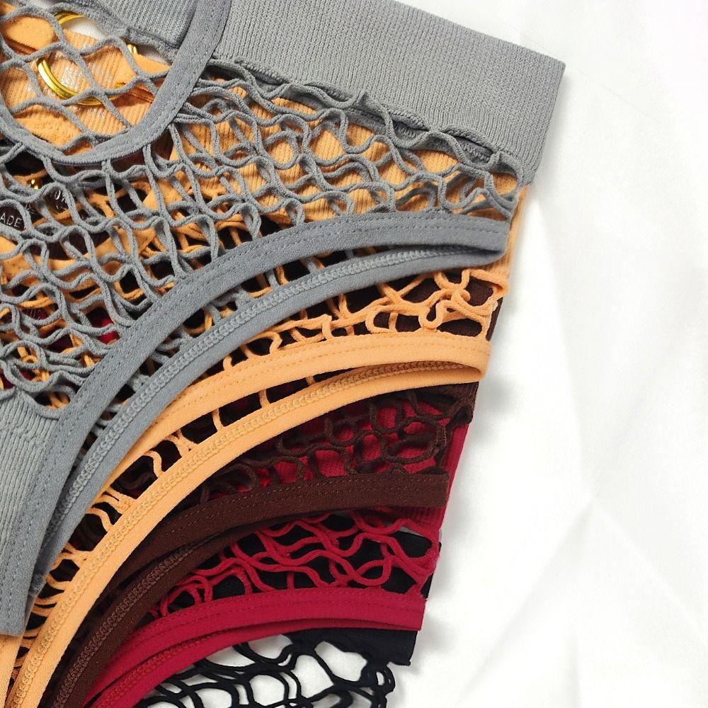 3 шт. однотонные трусы-сетки для рыбалки со средней талией, женские эластичные трусы, женское нижнее белье