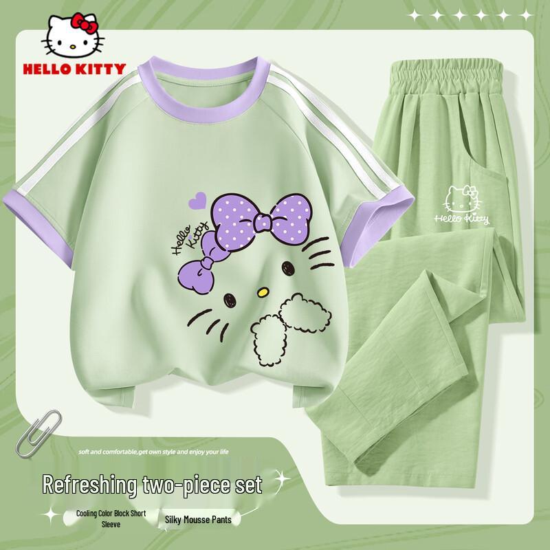 Hello Kitty Летний повседневный комплект для девочек: футболка и брюки