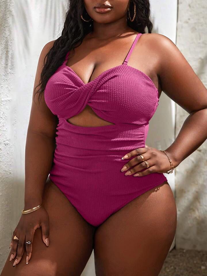 2024 Европейский и американский купальник бикини без спинки больших размеров - Однотонный, Высококлассный и Сексуальный