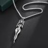 Fashionable Silver Long Legged Beauty Pendant Necklace Punk Sweater Necklace Men's Jewelry Gift