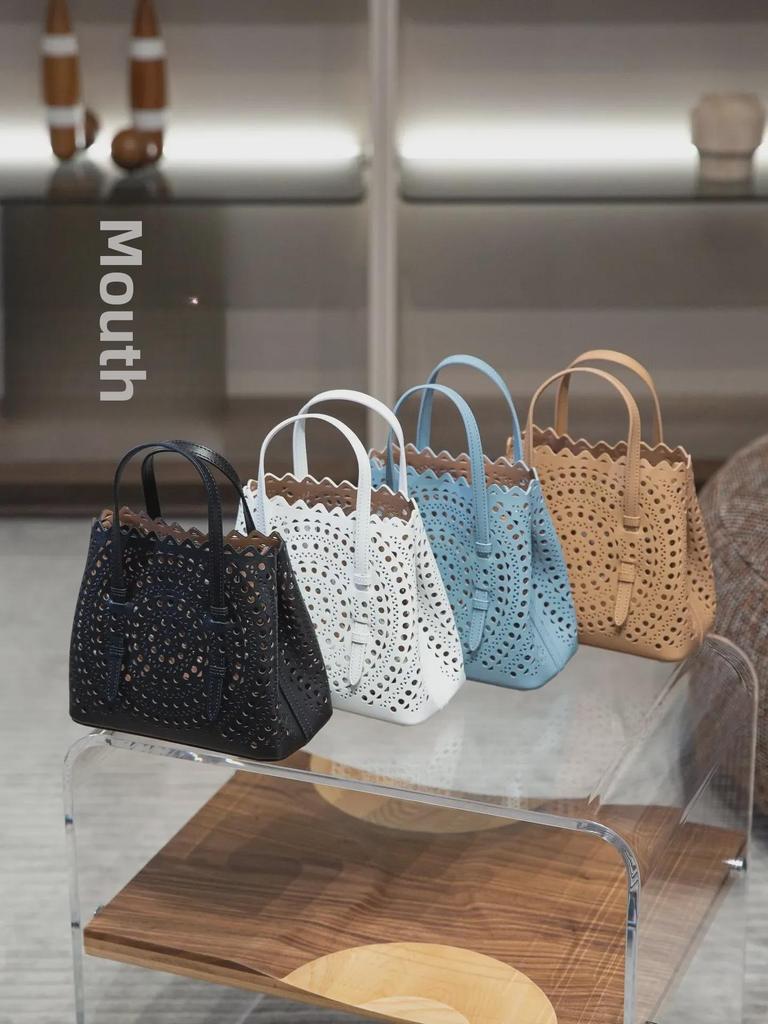 2024 Резная кожаная сумка-тоут: Mina женская сумка-мессенджер из коровьей кожи с одним плечом и полой корзиной