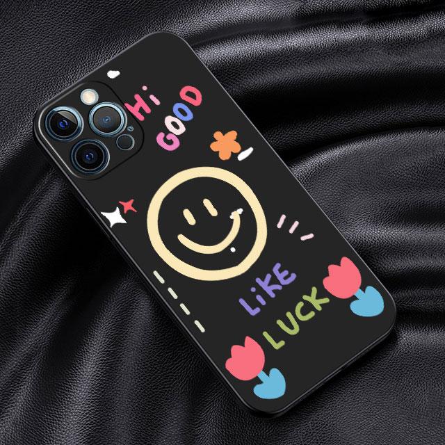 Чехол в полоску со смайликами для Apple iPhone 14 13 11 12 Pro 7 XR X XS Max 8 Plus 6 6S SE 2022 13Pro черный мягкий чехол для телефона