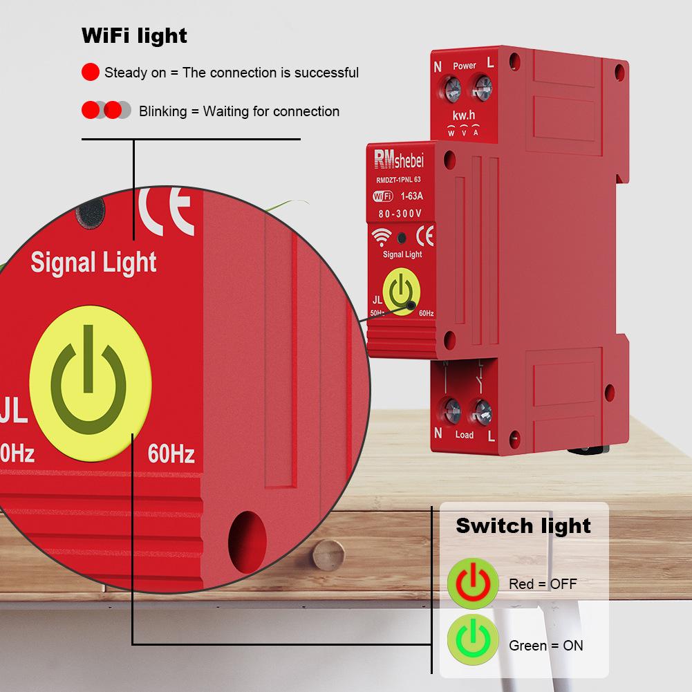 Интеллектуальный автоматический выключатель Tuya WiFi 1P с таймером повторного включения, крепление на Dinrail, автоматический выключатель повторного включения