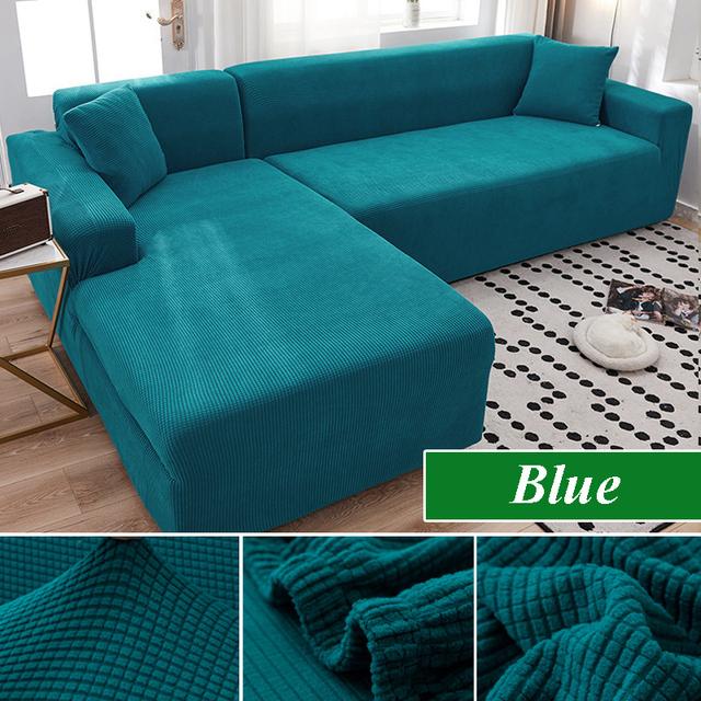 Чехол на диван для гостиной, толстый эластичный флисовый L-образный угловой чехол для дивана, шезлонг
