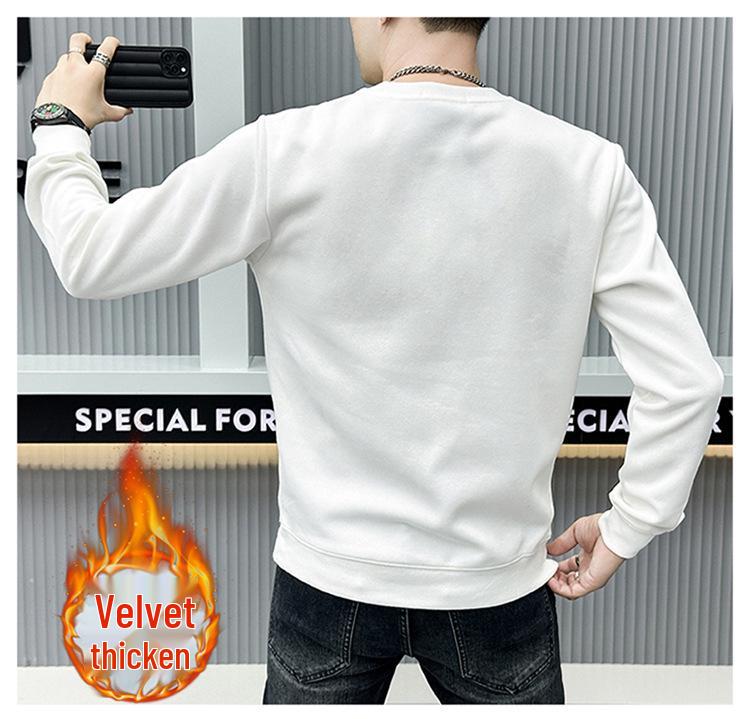 Европейская осенне-зимняя мужская флисовая толстовка высокого класса: Стильный пуловер с длинным рукавом и дизайном из горячих страз