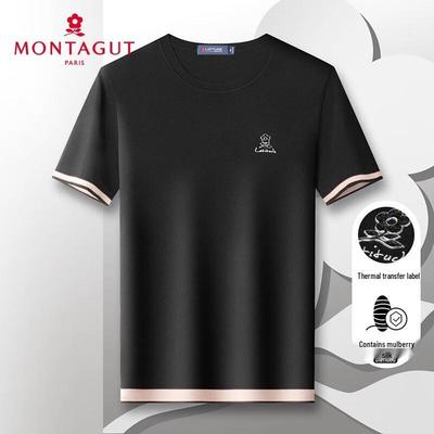 Мужская дышащая футболка MONTAGUT из смесовой шелковой ткани, с круглым вырезом, с коротким рукавом
