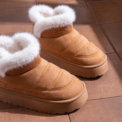 Уличные нескользящие теплые зимние ботинки женские из искусственной замши утолщенные плюшевые ботильоны женские без застежек мягкая подошва хлопковая зимняя обувь женская