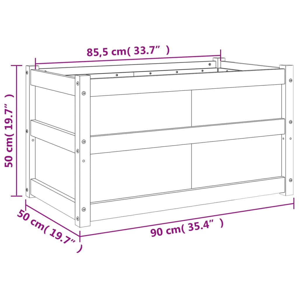 Plant Pot White 90x50x50 cm Solid Pine Wood