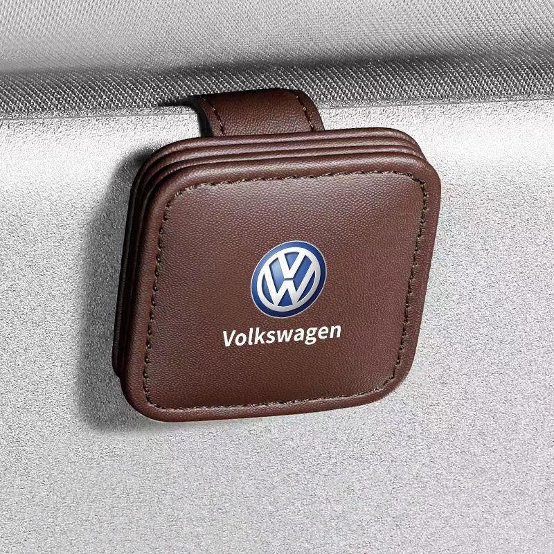 BIG1 New Car Sun Visor Glasses Sunglasses Clip Card Ticket Holder For VW Volkswagen Golf Polo Passat Tiguan Jetta Sticker YJSNJ-CX-P
