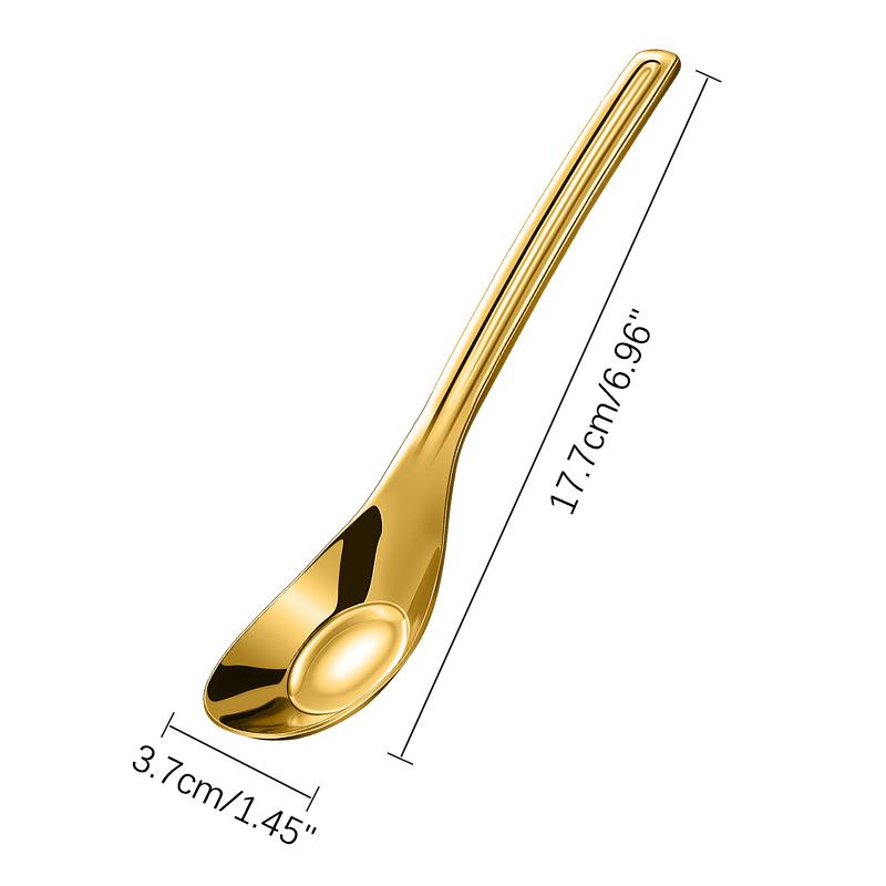 Золотая серебряная десертная ложка из нержавеющей стали с длинной ручкой, креативная ложка в форме головы Юаньбао, бытовые принадлежности для кормления детей