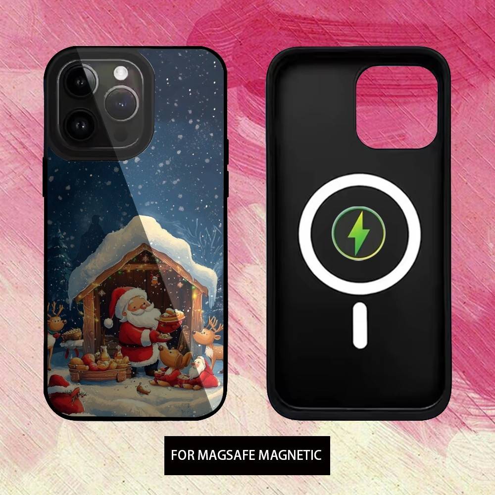 Cartoon Christmas Phone Case For iPhone17,16,15,14,13,12,11 Plus,Pro Max Magnetic Magsafe Wireless Charging