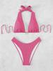 European & American Style 2024 Solid Color Halter Bikini - Hot-selling Swimsuit