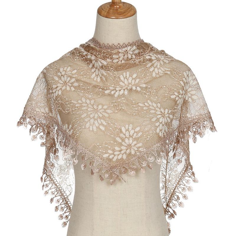 Hot-selling Lace Monochrome Triangle Scarf, Fashionable Hollow Women's Solid Color Grape Triangle Scarf