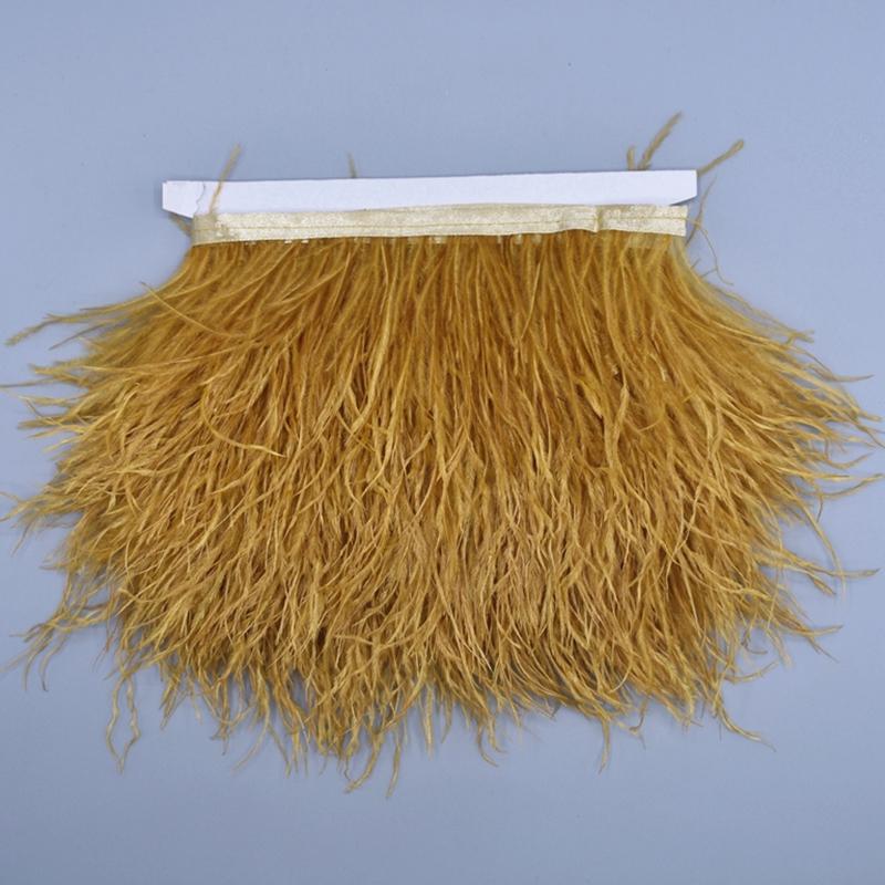 10Meters Colored Ostrich Feathers On Ribbon Trim 8-10Cm Skirt Fringe On Tape Ostrich Feather Trims Sewing Trimmings Decoration