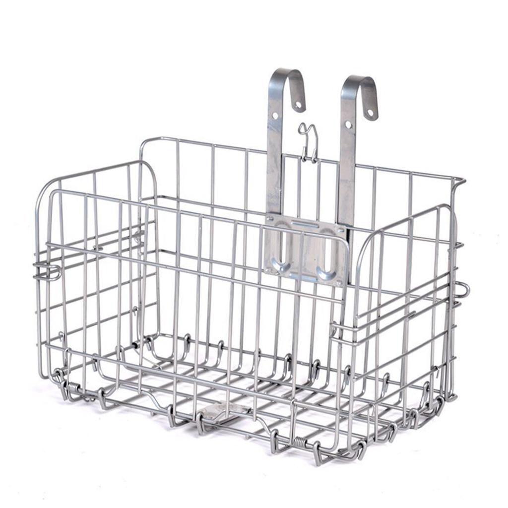 Bike Basket, Heavy-Duty Metal Wire Bicycle Basket with Hooks, Quick Install, Rust-Resistant, Large Capacity for Grocery Shopping Pets Daily Commuting