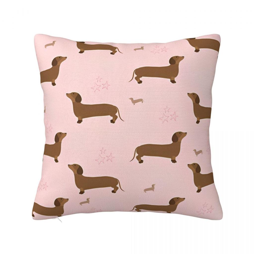 Dachshund Dog Square Pillow Covers Polyester Home Wiener Sausage Doxie Cushion Case Cute Decor Pillowcase 4040