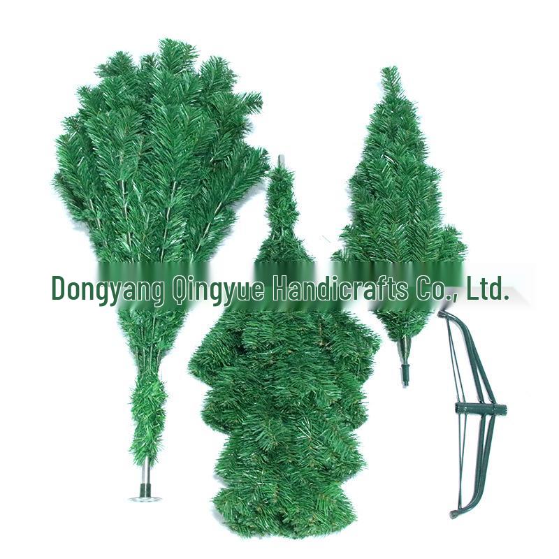 Зеленая ПВХ елка с плоской вершиной: Доступны размеры 1,2 м, 1,5 м, 1,8 м, 2,1 м, 2,4 м.