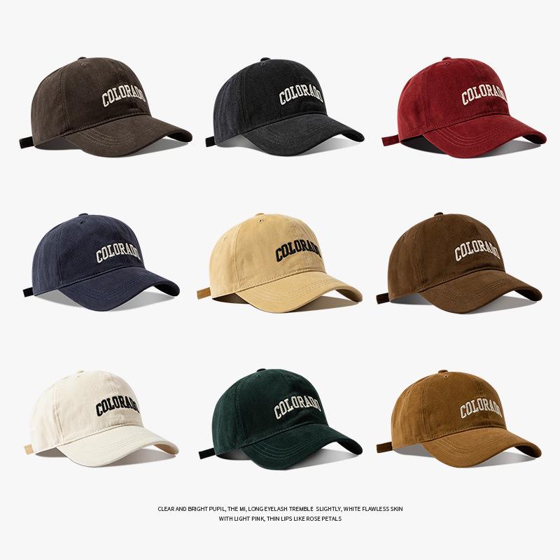 Women's Fashion Wide-Brim Embroidered Baseball Cap – Deep Coffee, Spring/Autumn, Japanese Style