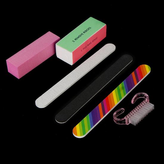 6Pcs Nail Art Sanding File Buffer Block Cleaning Brush Manicure Tool Kit Set