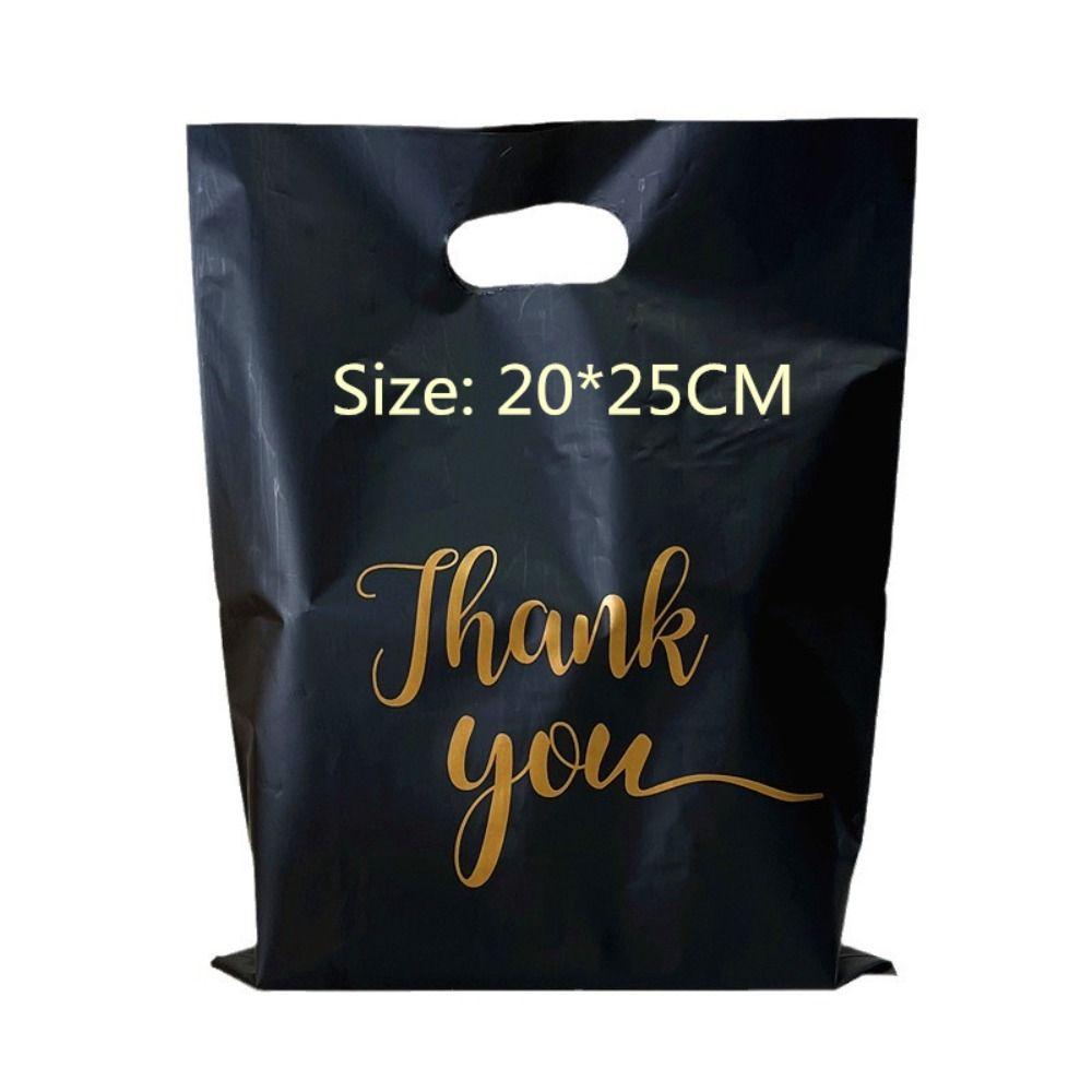 100 шт. Черные пластиковые пакеты Пластиковые пластиковые пакеты для покупок Кейтеринг Подарочная упаковка Пакеты «Спасибо»