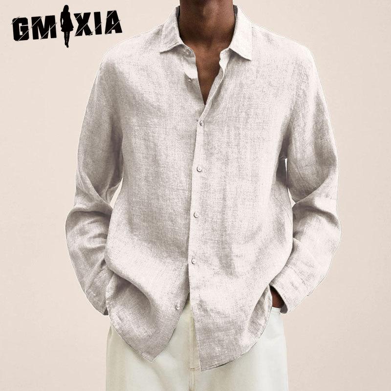 GMXIA Футболка из хлопка с длинным рукавом, мужская модная свободная рубашка с принтом, сострадательная рубашка