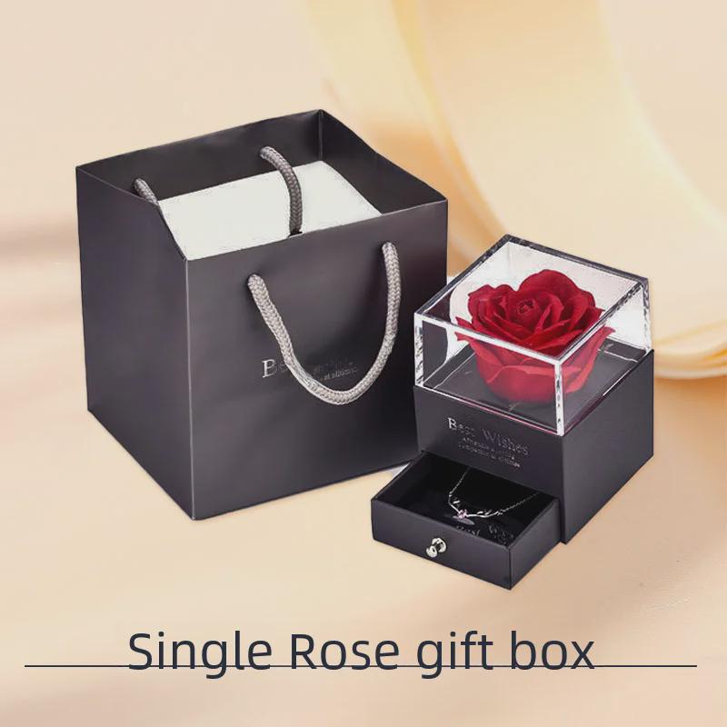 Rose Gift Box: Necklace, Ring, and Everlasting Soap Flower Packaging