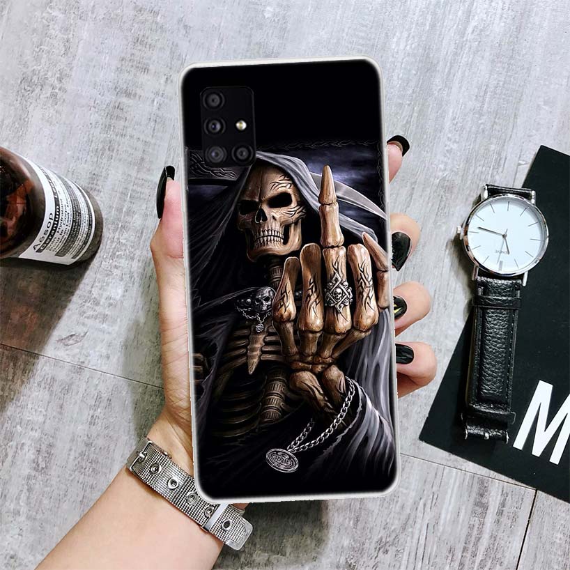 Чехол для телефона Grim Reaper с черепом и скелетом для Samsung Galaxy A12 A22 A32 A42 A52 A72 A51 A71 5G A41 A31 A21 A02S M12 M21 M31 M30S Fu