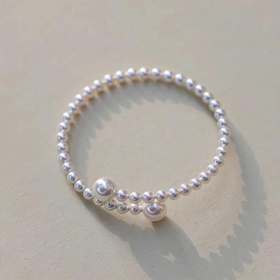Women Bracelet Faux Pearl Elastic Warm Luster Minimalist Fit Bracelet Design Easy on Off No Clasp