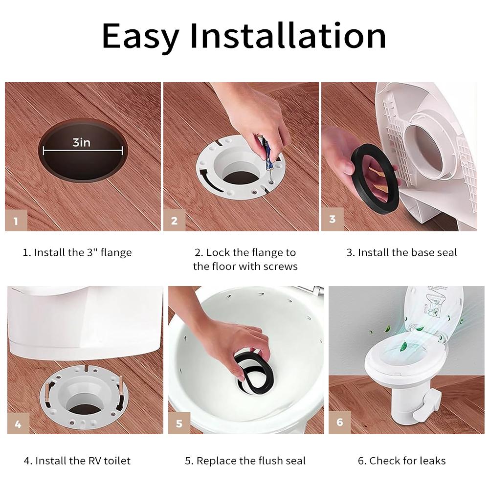 Уплотнение и гнездо для туалета RV, комплект фланца для туалета RV, замена для туалетов Dometic Thetford RV, заменяет 385345892 фланец, 3