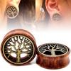 1Pc 8/10/12/14mm Flesh Tunnel Tree of Life Wooden Double Flared Gauge Ear Plug