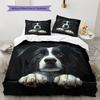 Black Border Collie Pattern Bedding Home Decoration Birthday Gift (1 * duvet cover + 2 * pillowcase, without core)