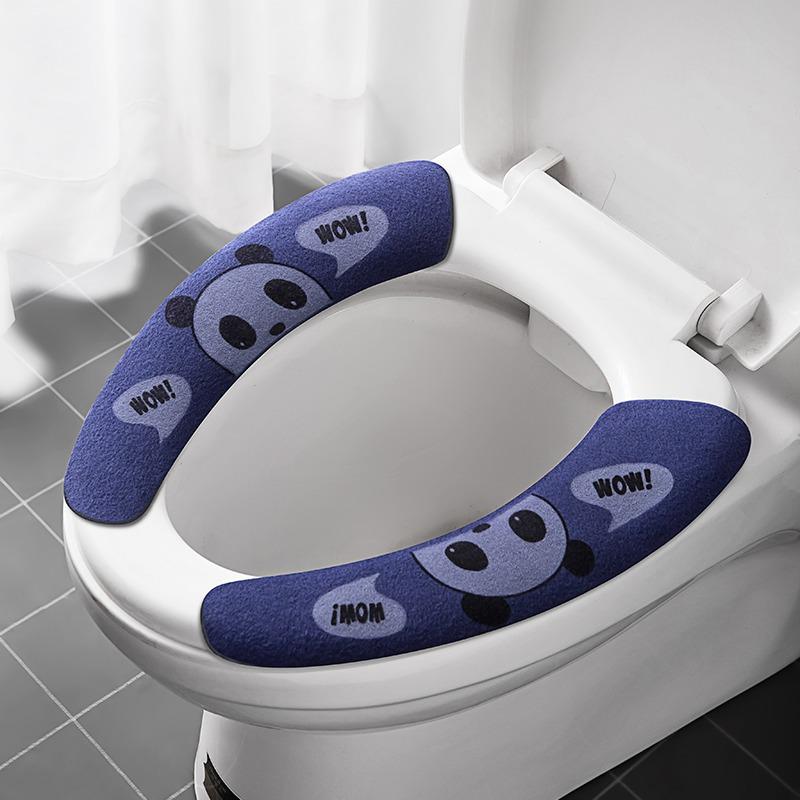 Four Seasons Cartoon Electrostatic Toilet Seat Cushion Pad - Warm, Thick, Adhesive, Universal Fit