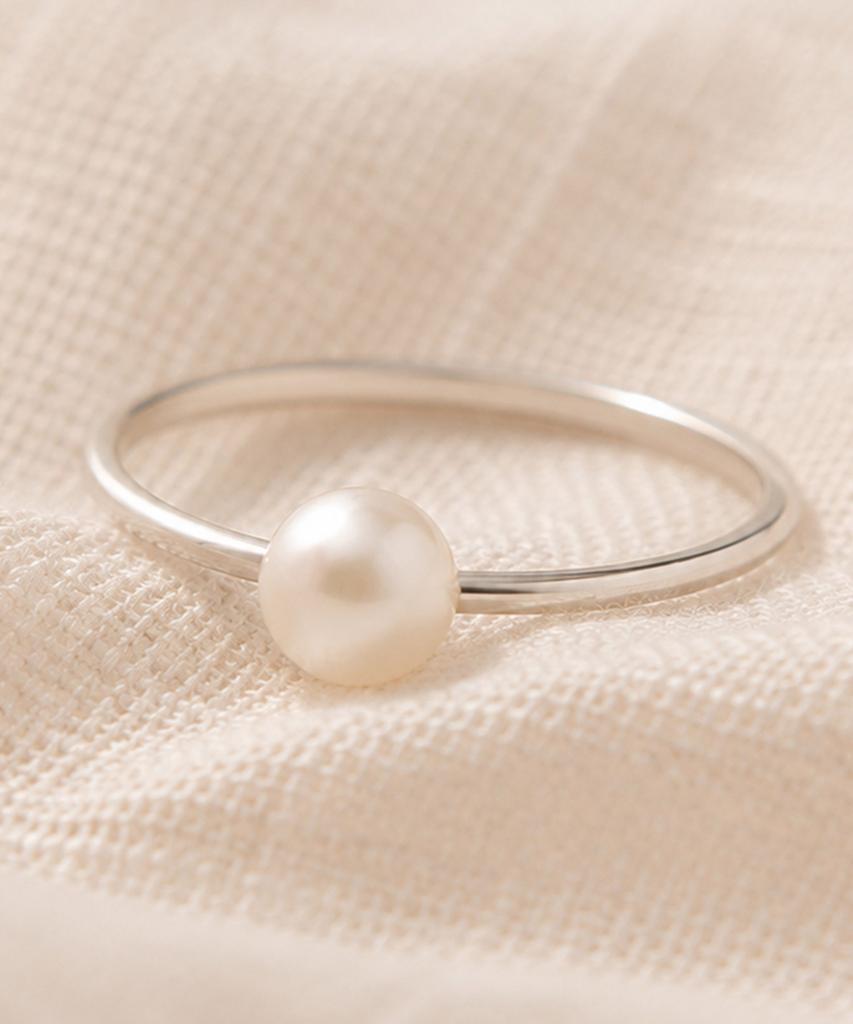Helene Jewelry Кольцо Мисс из стерлингового серебра 925 пробы с пресноводным жемчугом 6 мм Кольцо с серебряной нитью (Тип D)