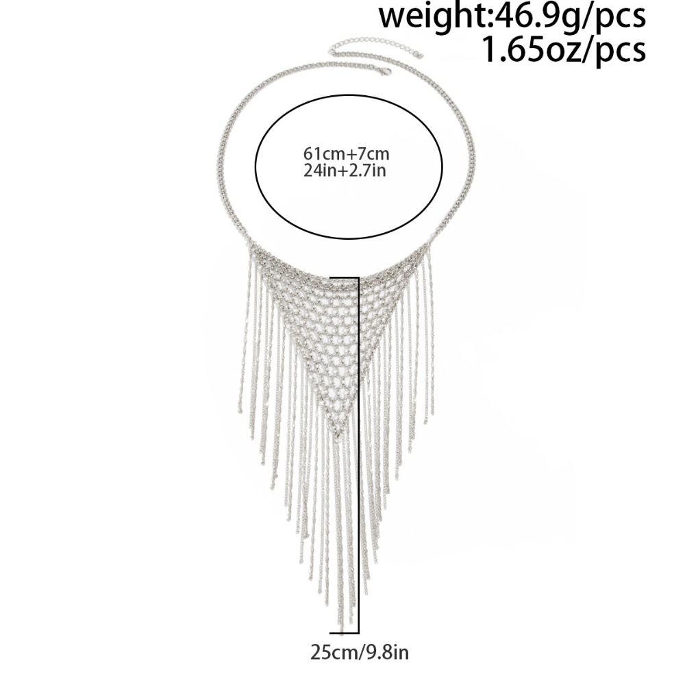 Charm Tassel Necklace Triangle Bohemian Collarbone Chain Fashion Multi Layer Necklace Women