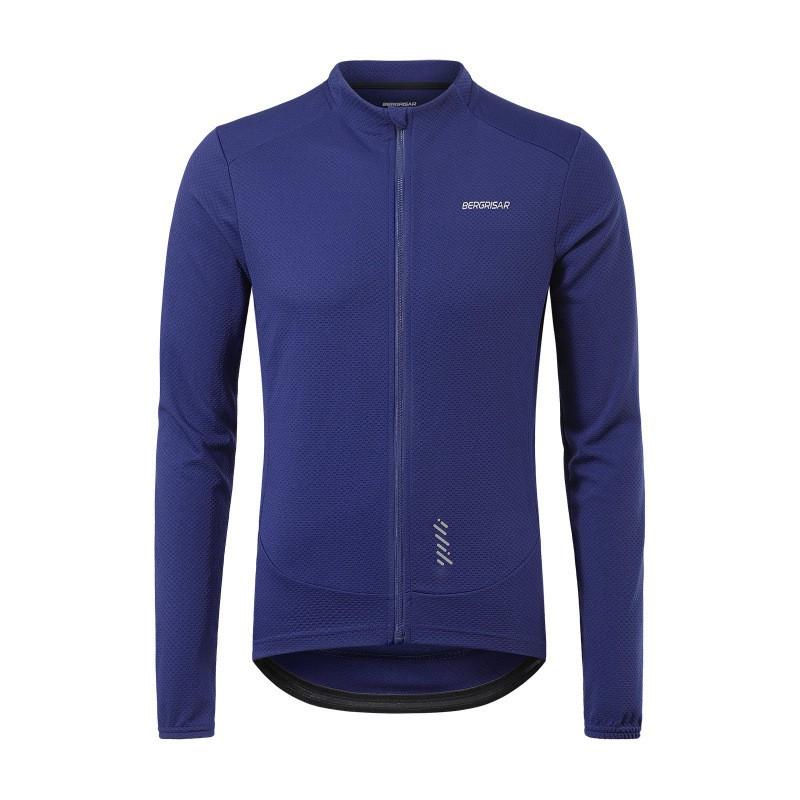 Mens Long Sleeve Cycling Jersey Quick Dry Breathable Full Zip Stand Collar Road Bike