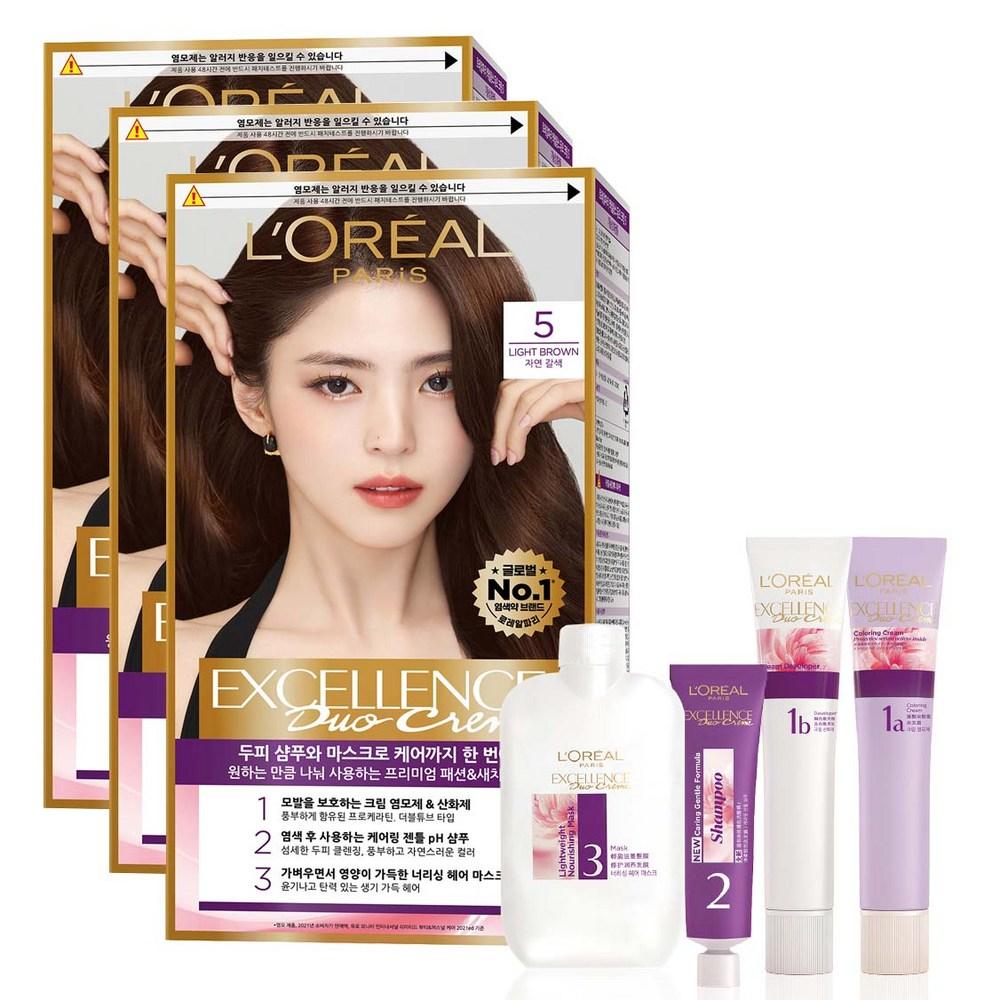 Крем-краска для волос L'Oréal Paris Excellence Duo, нет. 5 Светло-коричневый, 3 шт.